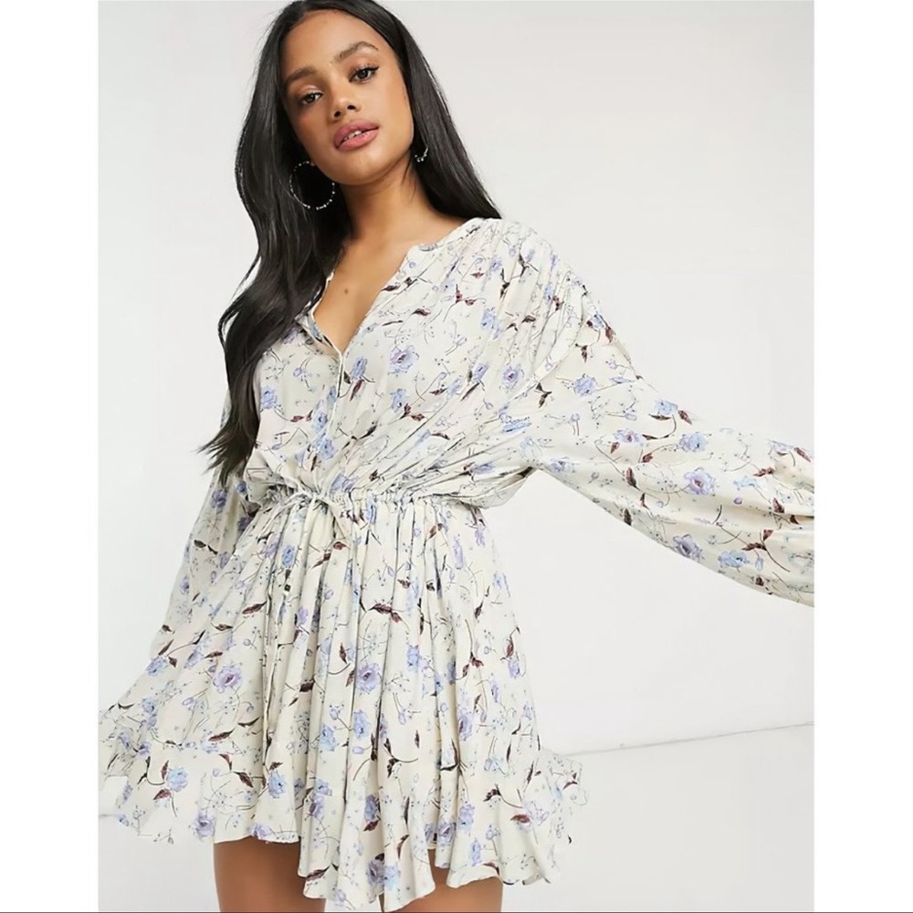 Free People Flower Fields Mini Dress in Light Combo Size Small
